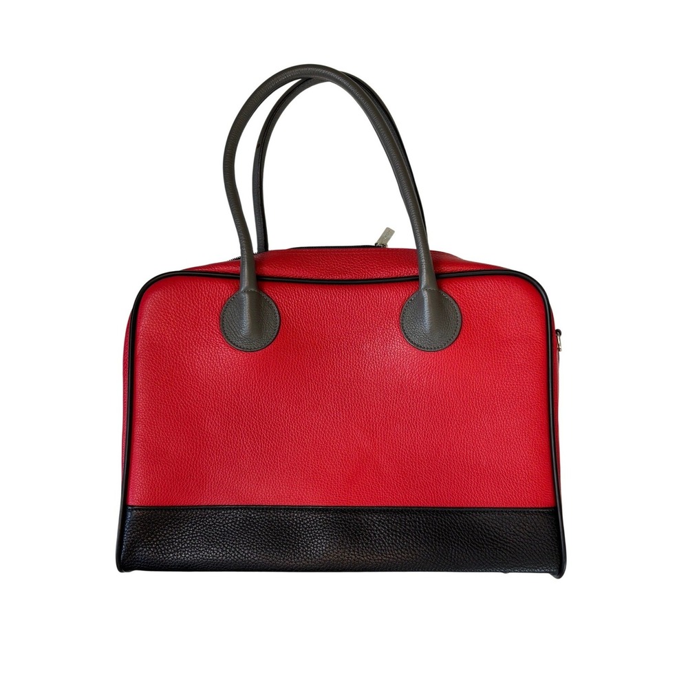 Hester van Eeghen Red Black Leather Briefcase‎ MINT Dutch Luxury Professional